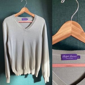 Ralph Lauren Purple Label Silk Cashmere V-neck Pullover Sweater